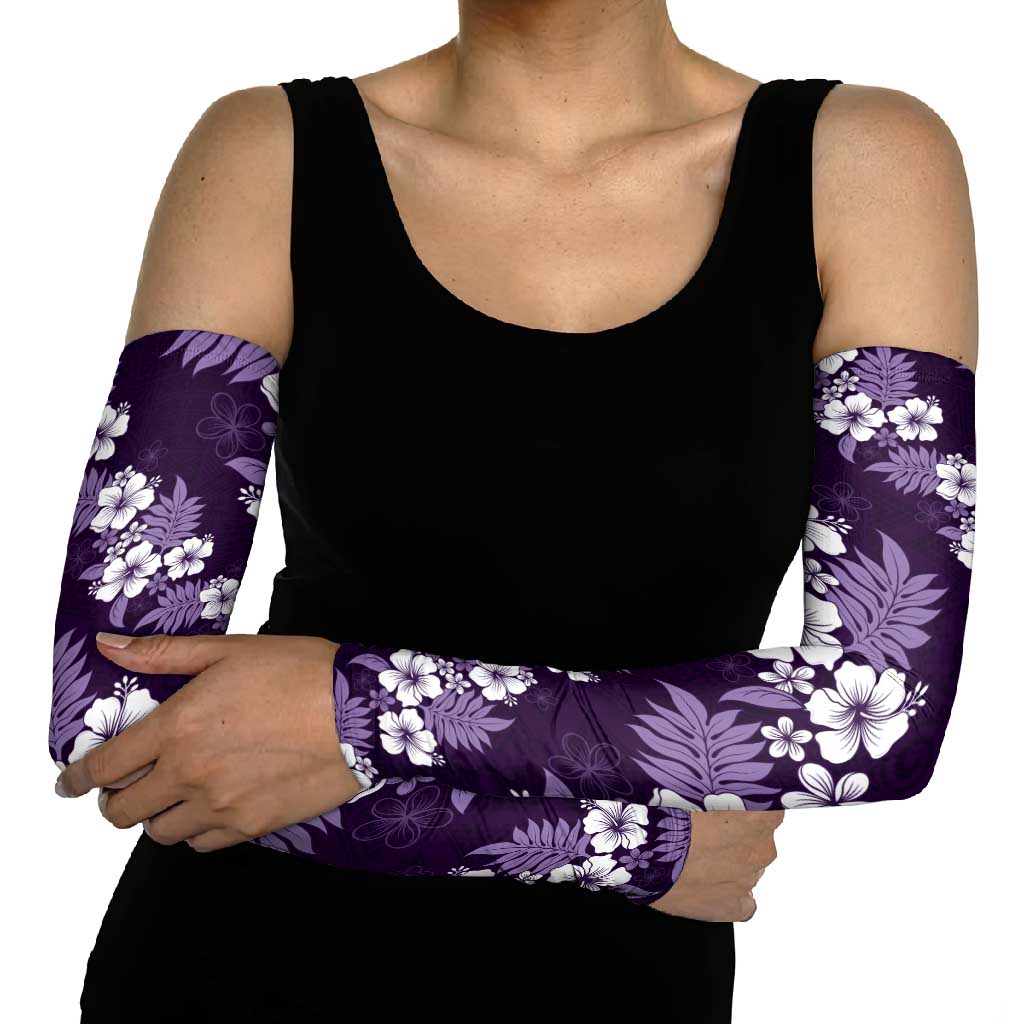Hawaiian Hibiscus Tribal Floral Purple Arm Sleeves Polynesian Tapa Pattern LT01 - Polynesian Pride