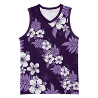 Hawaiian Hibiscus Tribal Floral Purple Basketball Jersey Polynesian Tapa Pattern LT01 Unisex Purple - Polynesian Pride