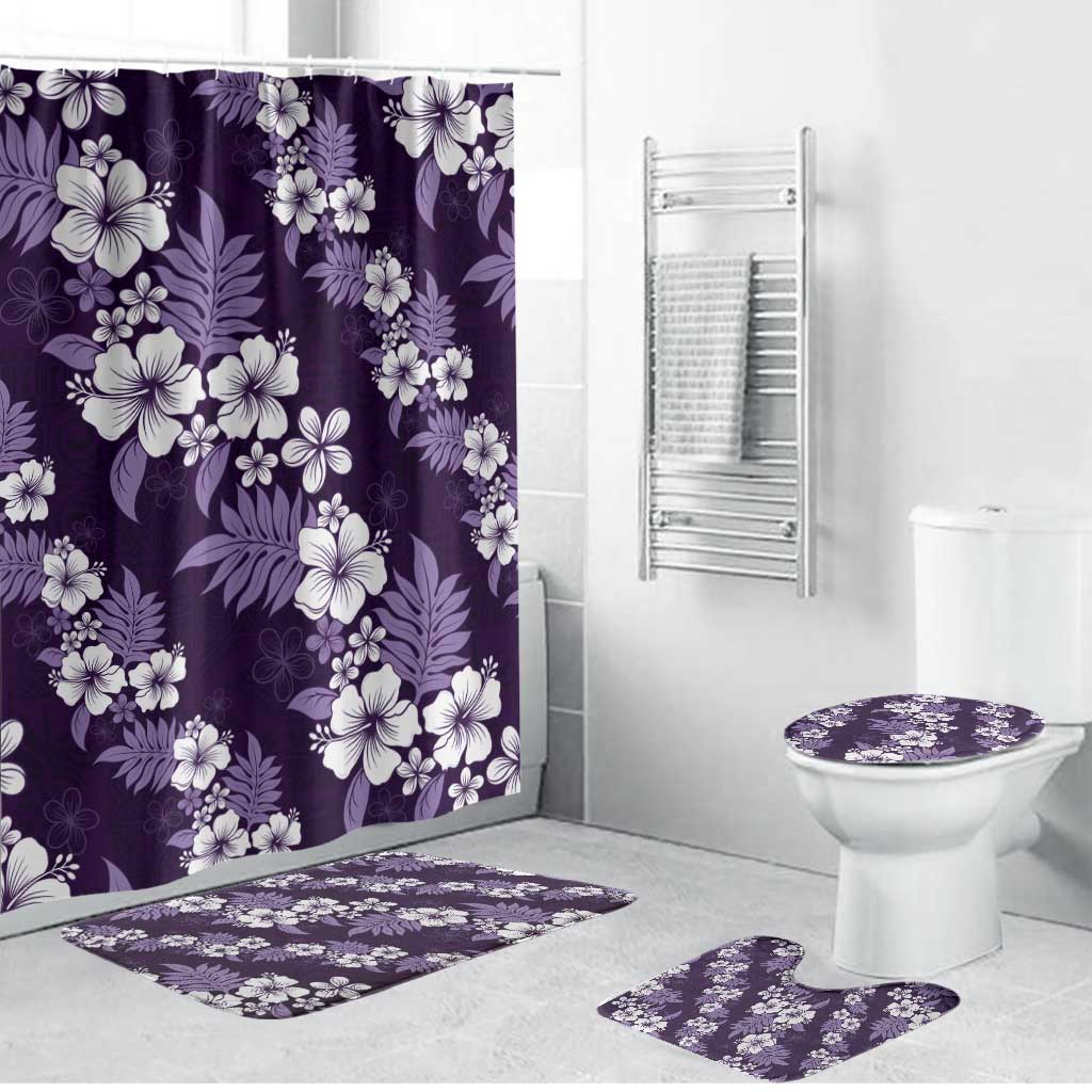Hawaiian Hibiscus Tribal Floral Purple Bathroom Set Polynesian Tapa Pattern - Polynesian Pride