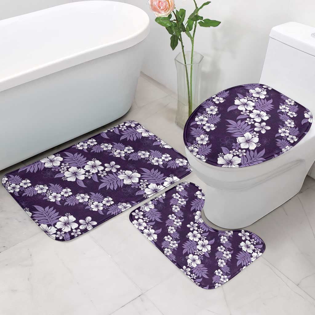 Hawaiian Hibiscus Tribal Floral Purple Bathroom Set Polynesian Tapa Pattern - Polynesian Pride