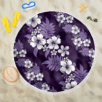 Hawaiian Hibiscus Tribal Floral Purple Beach Blanket Polynesian Tapa Pattern - Polynesian Pride
