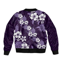 Hawaiian Hibiscus Tribal Floral Purple Bomber Jacket Polynesian Tapa Pattern LT01 - Polynesian Pride