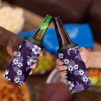 Hawaiian Hibiscus Tribal Floral Purple 4 in 1 Can Cooler Tumbler Polynesian Tapa Pattern - Polynesian Pride