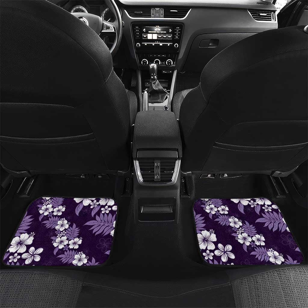 Hawaiian Hibiscus Tribal Floral Purple Car Mats Polynesian Tapa Pattern - Polynesian Pride