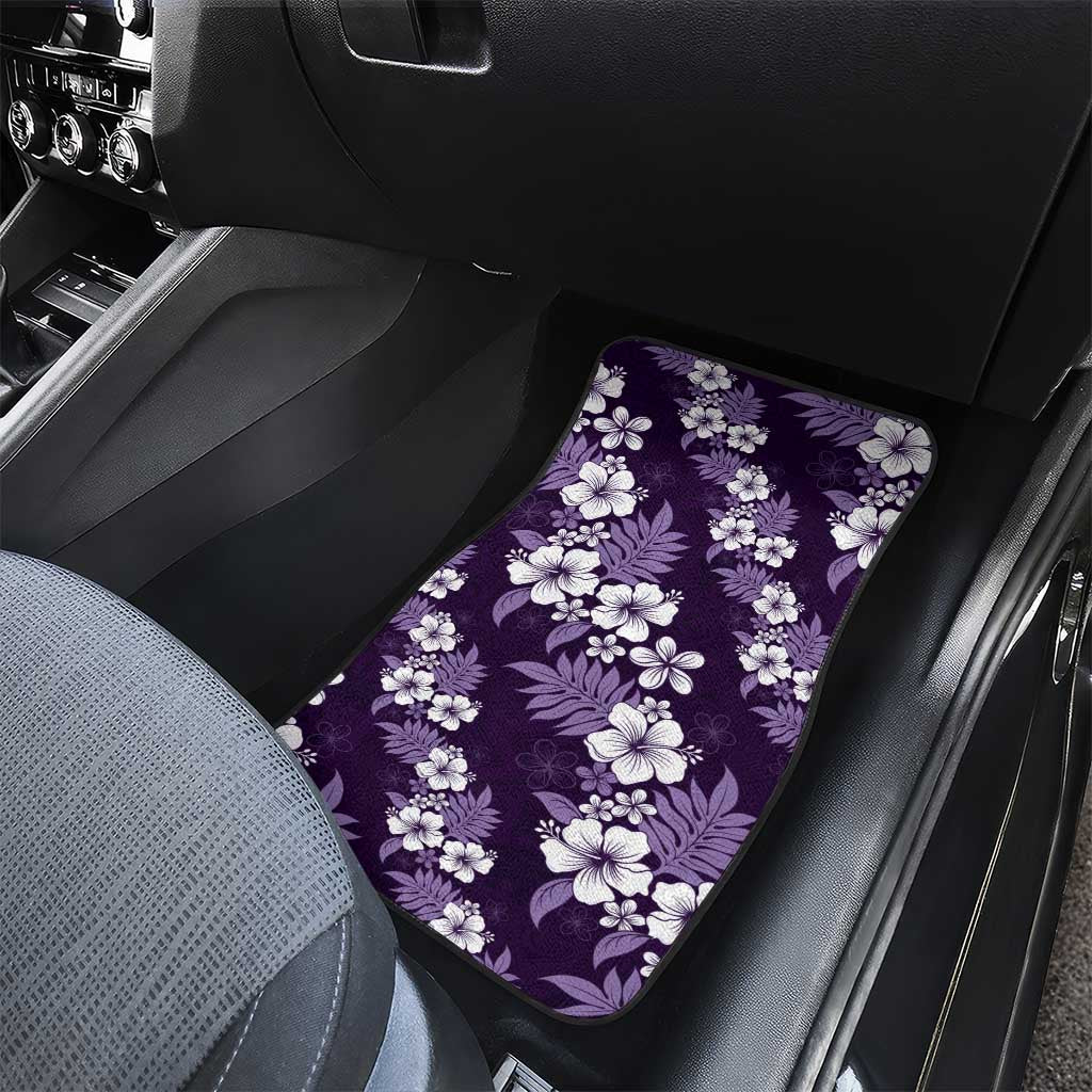 Hawaiian Hibiscus Tribal Floral Purple Car Mats Polynesian Tapa Pattern - Polynesian Pride