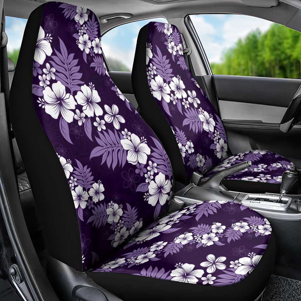 Hawaiian Hibiscus Tribal Floral Purple Car Seat Cover Polynesian Tapa Pattern - Polynesian Pride