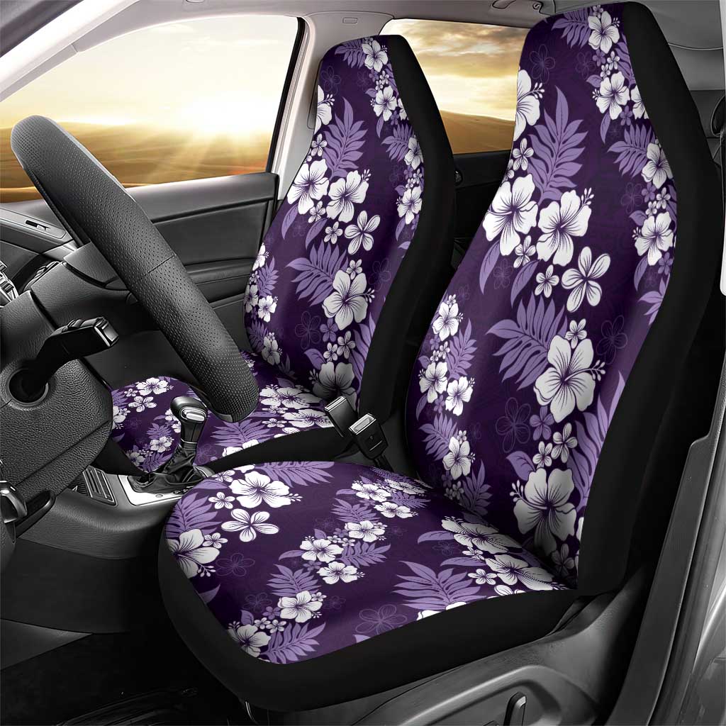 Hawaiian Hibiscus Tribal Floral Purple Car Seat Cover Polynesian Tapa Pattern - Polynesian Pride