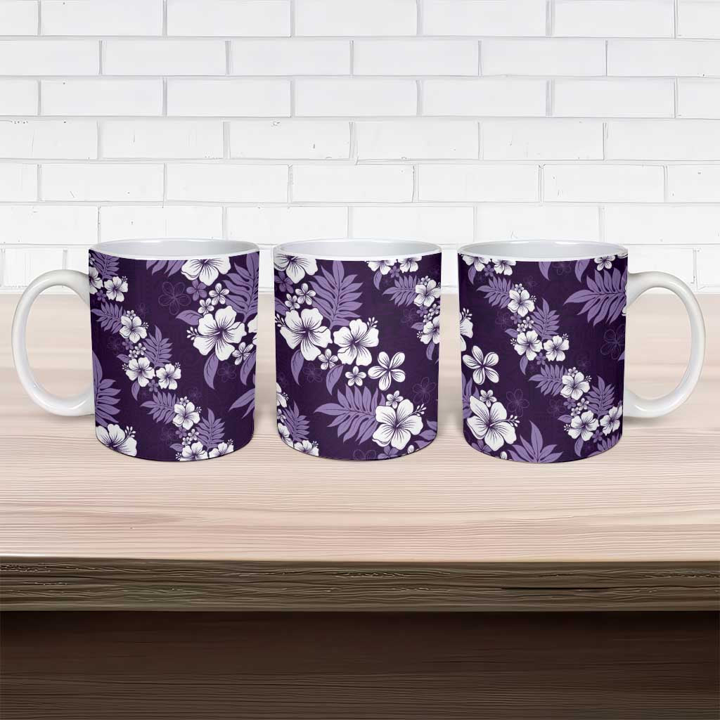 Hawaiian Hibiscus Tribal Floral Purple Ceramic Mug Polynesian Tapa Pattern - Polynesian Pride