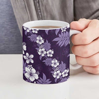 Hawaiian Hibiscus Tribal Floral Purple Ceramic Mug Polynesian Tapa Pattern - Polynesian Pride