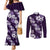 Hawaiian Hibiscus Tribal Floral Purple Couples Matching Mermaid Dress and Long Sleeve Button Shirt Polynesian Tapa Pattern - Polynesian Pride