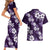 Hawaiian Hibiscus Tribal Floral Purple Couples Matching Short Sleeve Bodycon Dress and Hawaiian Shirt Polynesian Tapa Pattern - Polynesian Pride