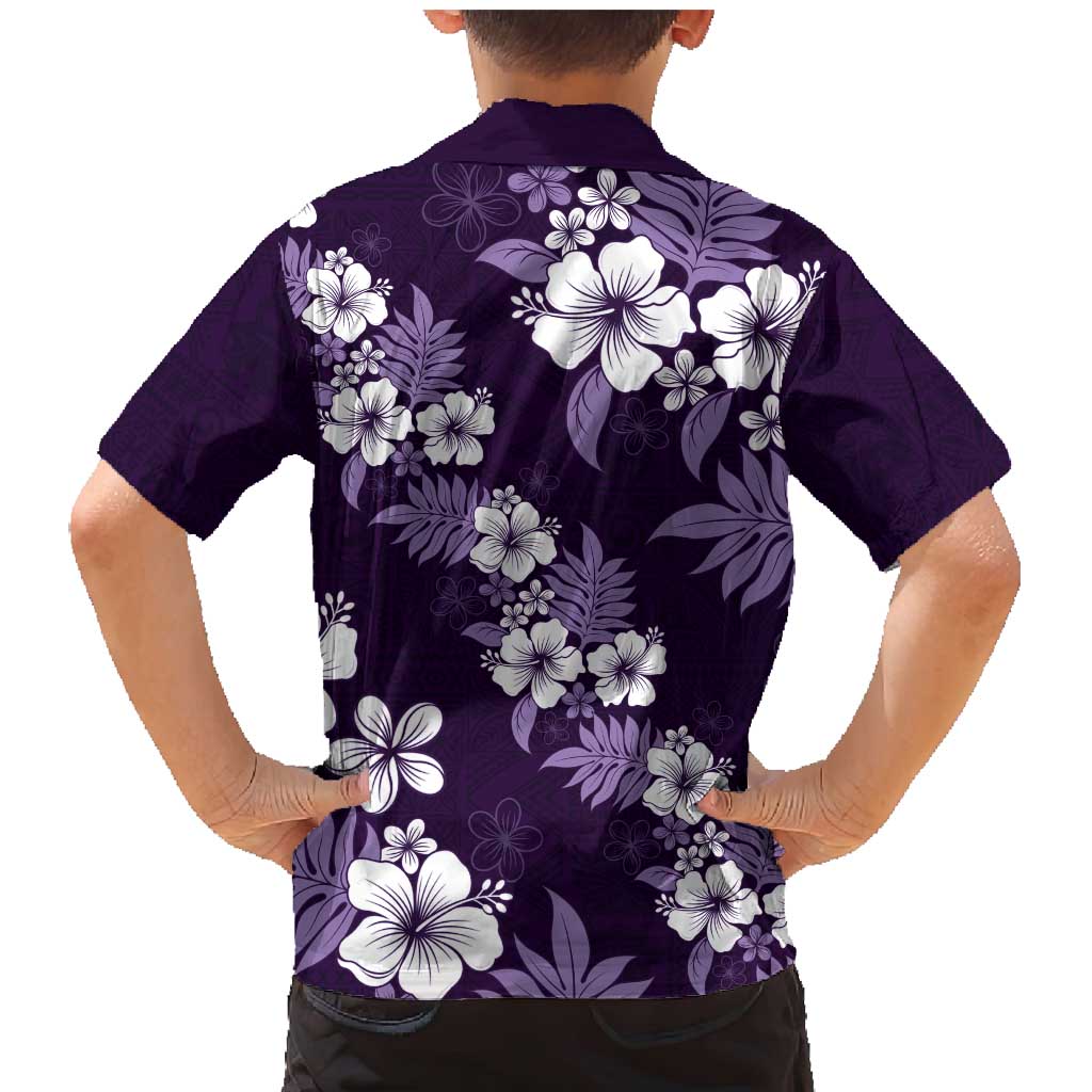 Hawaiian Hibiscus Tribal Floral Purple Family Matching Mermaid Dress and Hawaiian Shirt Polynesian Tapa Pattern - Polynesian Pride