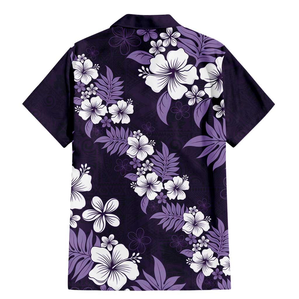 Hawaiian Hibiscus Tribal Floral Purple Family Matching Mermaid Dress and Hawaiian Shirt Polynesian Tapa Pattern - Polynesian Pride