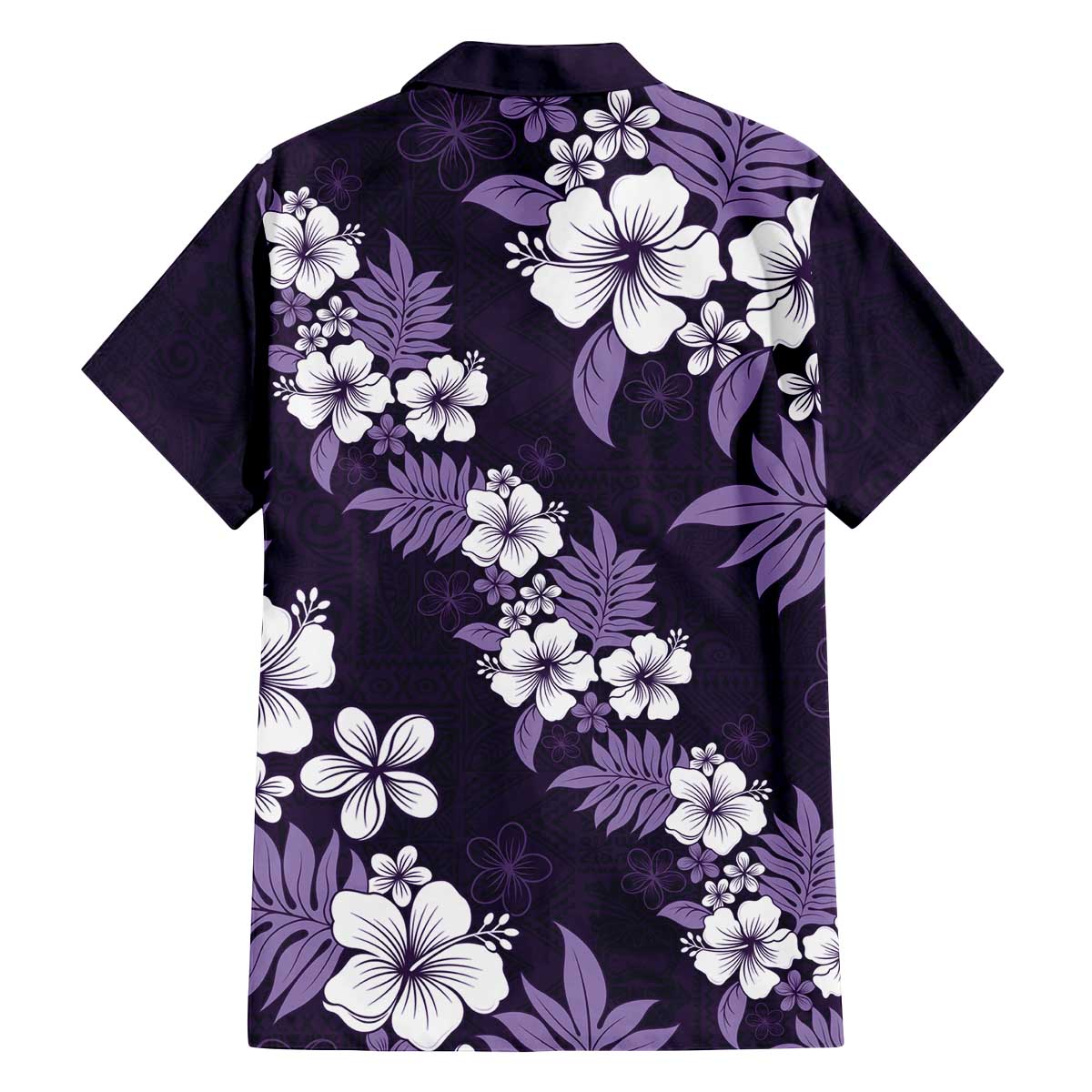 Hawaiian Hibiscus Tribal Floral Purple Family Matching Off The Shoulder Long Sleeve Dress and Hawaiian Shirt Polynesian Tapa Pattern - Polynesian Pride