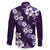Hawaiian Hibiscus Tribal Floral Purple Family Matching Off The Shoulder Long Sleeve Dress and Hawaiian Shirt Polynesian Tapa Pattern - Polynesian Pride