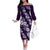 Hawaiian Hibiscus Tribal Floral Purple Family Matching Off The Shoulder Long Sleeve Dress and Hawaiian Shirt Polynesian Tapa Pattern - Polynesian Pride