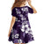 Hawaiian Hibiscus Tribal Floral Purple Family Matching Off Shoulder Short Dress and Hawaiian Shirt Polynesian Tapa Pattern - Polynesian Pride