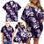 Hawaiian Hibiscus Tribal Floral Purple Family Matching Off Shoulder Short Dress and Hawaiian Shirt Polynesian Tapa Pattern - Polynesian Pride