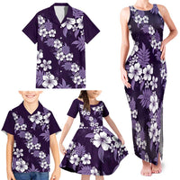 Hawaiian Hibiscus Tribal Floral Purple Family Matching Tank Maxi Dress and Hawaiian Shirt Polynesian Tapa Pattern - Polynesian Pride