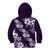 Hawaiian Hibiscus Tribal Floral Purple Kid Hoodie Polynesian Tapa Pattern - Polynesian Pride