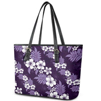 Hawaiian Hibiscus Tribal Floral Purple Leather Tote Bag Polynesian Tapa Pattern LT01 - Polynesian Pride