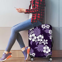 Hawaiian Hibiscus Tribal Floral Purple Luggage Cover Polynesian Tapa Pattern - Polynesian Pride