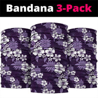 Hawaiian Hibiscus Tribal Floral Purple Neck Gaiter Polynesian Tapa Pattern - Polynesian Pride