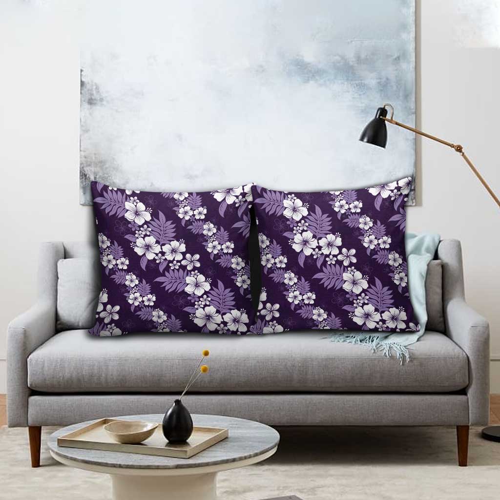 Hawaiian Hibiscus Tribal Floral Purple Pillow Cover Polynesian Tapa Pattern - Polynesian Pride