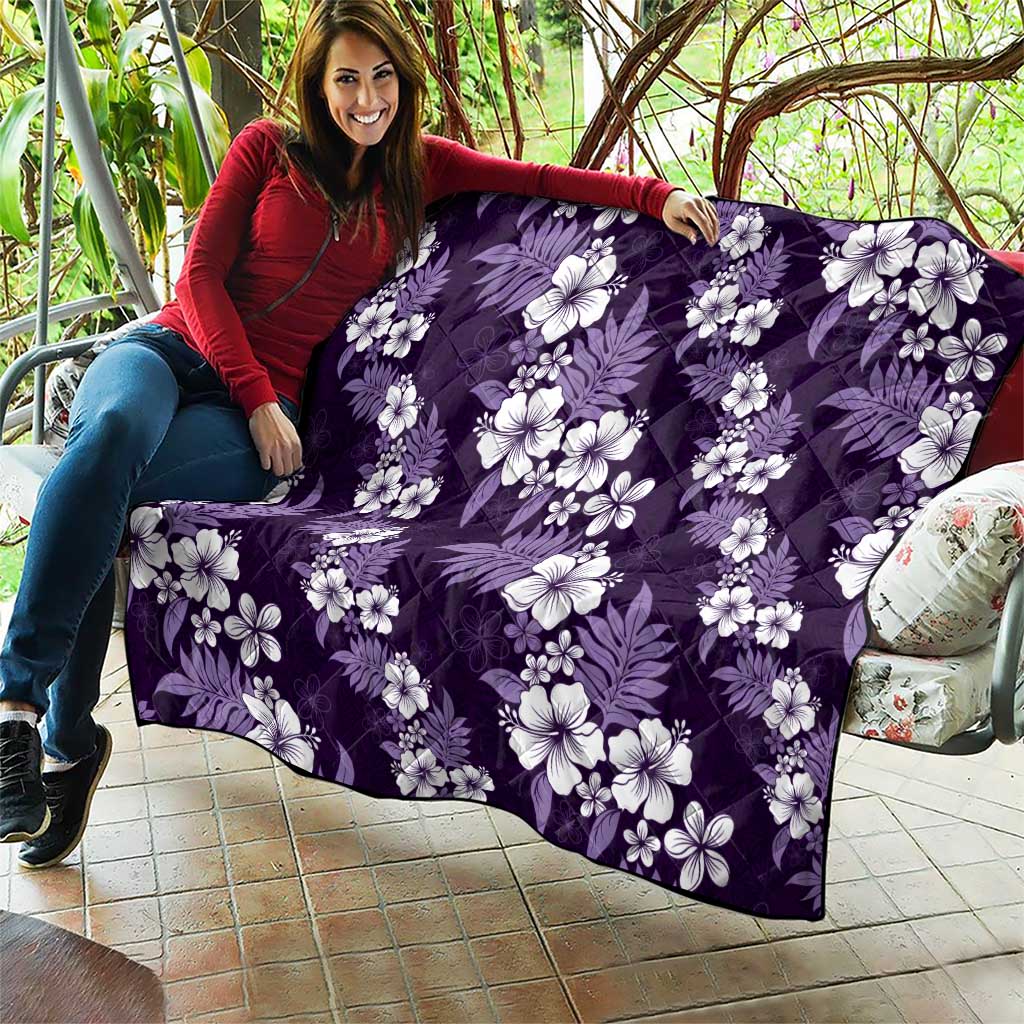 Hawaiian Hibiscus Tribal Floral Purple Quilt Polynesian Tapa Pattern - Polynesian Pride