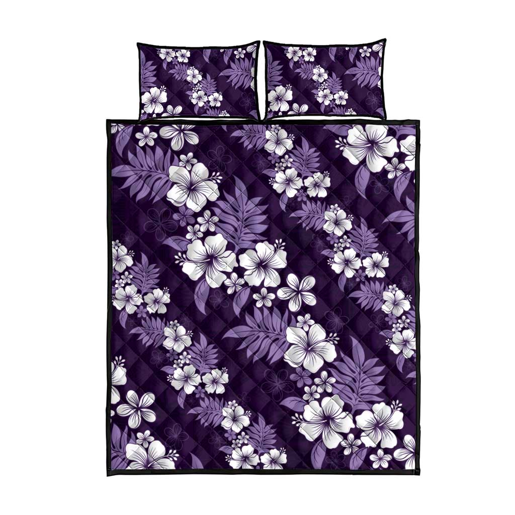 Hawaiian Hibiscus Tribal Floral Purple Quilt Bed Set Polynesian Tapa Pattern - Polynesian Pride