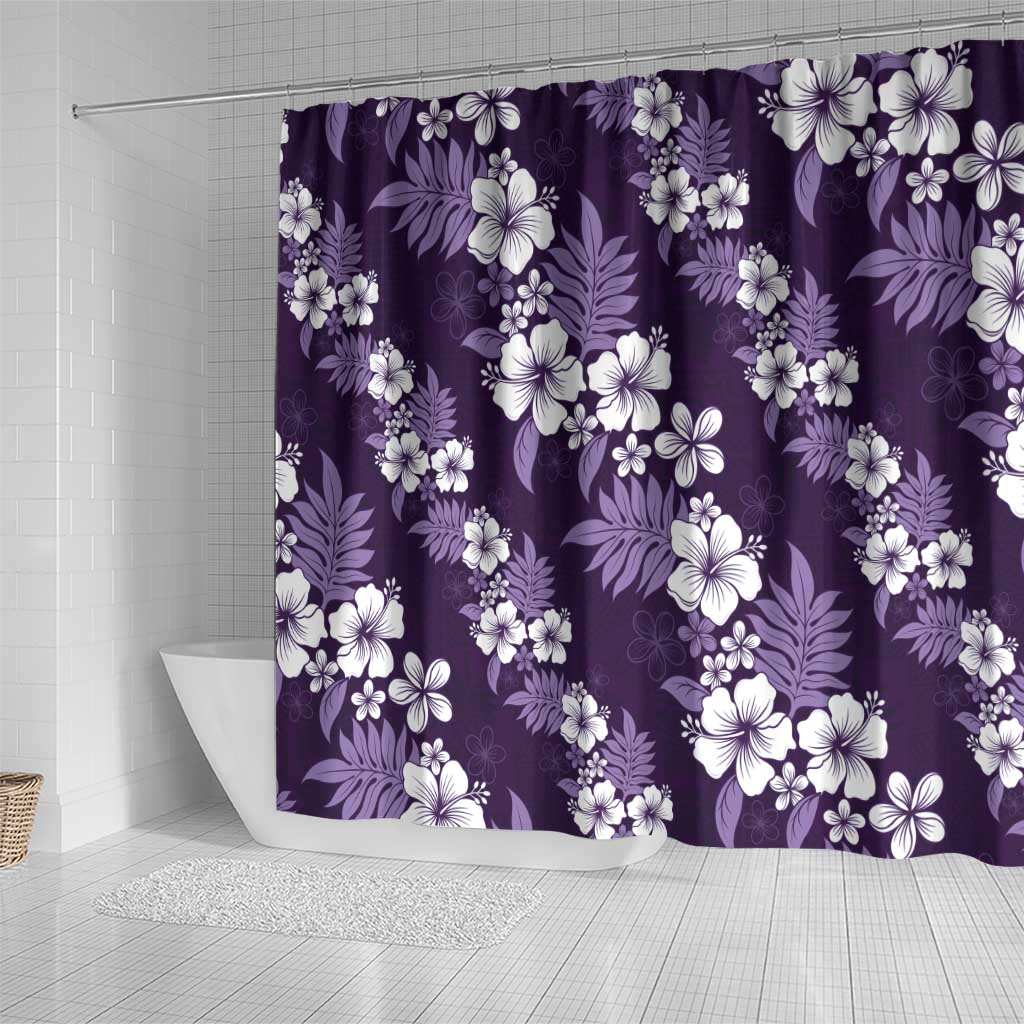 Hawaiian Hibiscus Tribal Floral Purple Shower Curtain Polynesian Tapa Pattern - Polynesian Pride