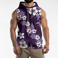Hawaiian Hibiscus Tribal Floral Purple Sleeveless Hoodie Polynesian Tapa Pattern LT01 - Polynesian Pride