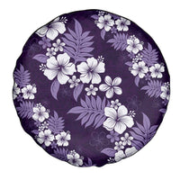 Hawaiian Hibiscus Tribal Floral Purple Spare Tire Cover Polynesian Tapa Pattern - Polynesian Pride