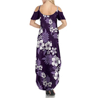 Hawaiian Hibiscus Tribal Floral Purple Summer Maxi Dress Polynesian Tapa Pattern - Polynesian Pride