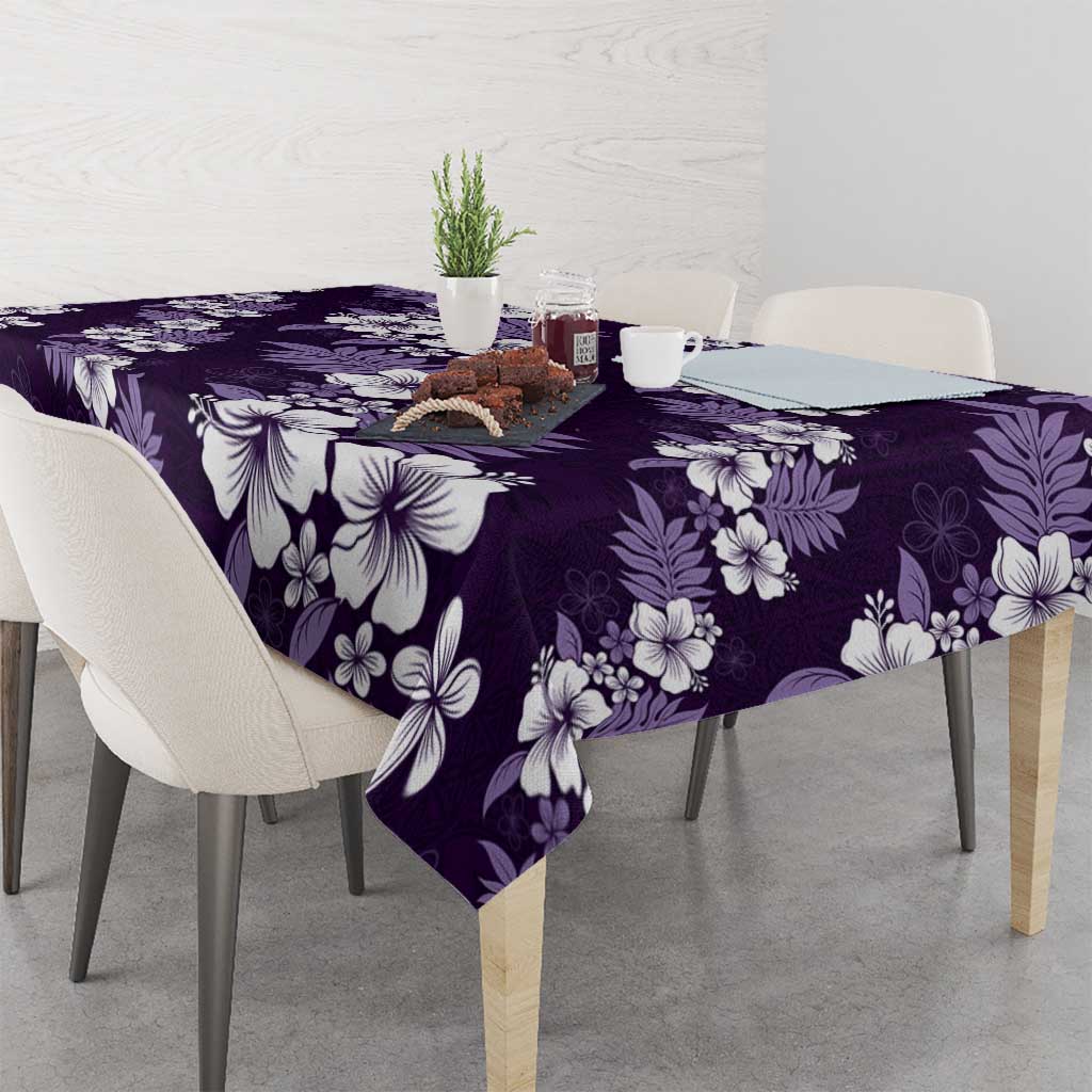 Hawaiian Hibiscus Tribal Floral Purple Tablecloth Polynesian Tapa Pattern - Polynesian Pride