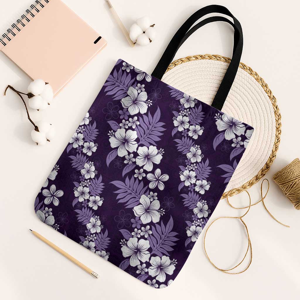 Hawaiian Hibiscus Tribal Floral Purple Tote Bag Polynesian Tapa Pattern LT01 Black Strap One Size Purple - Polynesian Pride