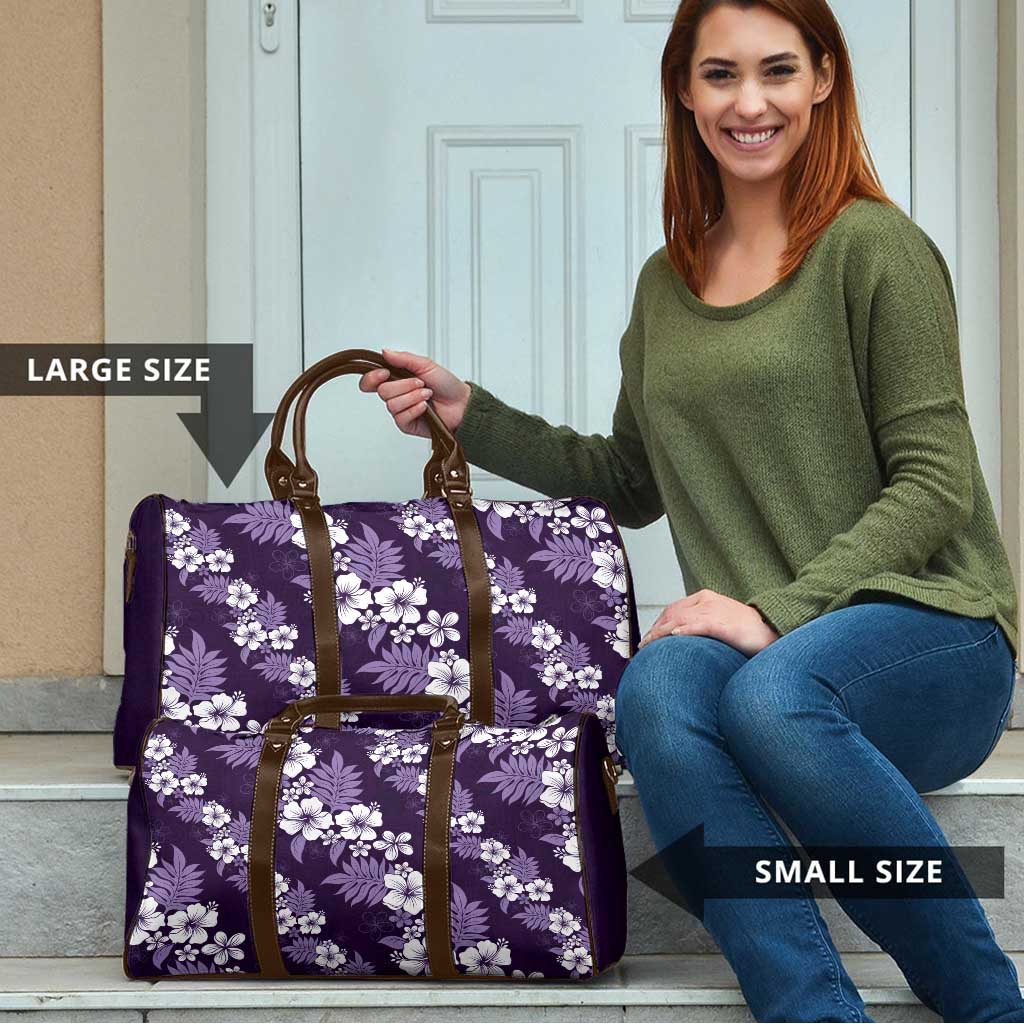 Hawaiian Hibiscus Tribal Floral Purple Travel Bag Polynesian Tapa Pattern - Polynesian Pride