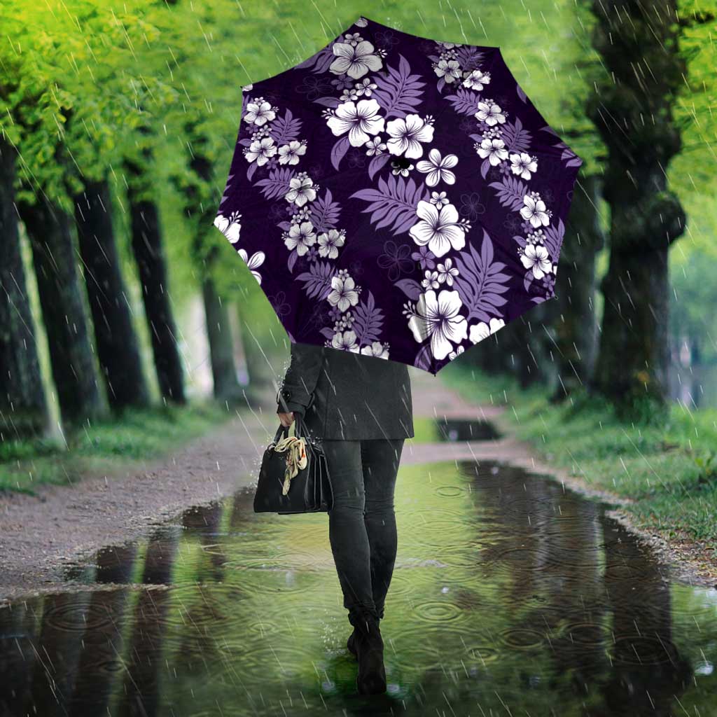 Hawaiian Hibiscus Tribal Floral Purple Umbrella Polynesian Tapa Pattern - Polynesian Pride