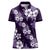 Hawaiian Hibiscus Tribal Floral Purple Women Polo Shirt Polynesian Tapa Pattern - Polynesian Pride