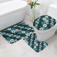 Hawaiian Hibiscus Tribal Floral Teal Bathroom Set Polynesian Tapa Pattern - Polynesian Pride