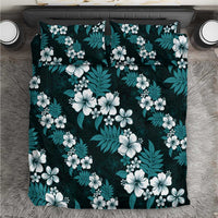 Hawaiian Hibiscus Tribal Floral Teal Bedding Set Polynesian Tapa Pattern - Polynesian Pride