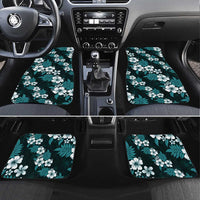 Hawaiian Hibiscus Tribal Floral Teal Car Mats Polynesian Tapa Pattern - Polynesian Pride