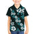 Hawaiian Hibiscus Tribal Floral Teal Family Matching Long Sleeve Bodycon Dress and Hawaiian Shirt Polynesian Tapa Pattern - Polynesian Pride