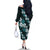 Hawaiian Hibiscus Tribal Floral Teal Family Matching Off The Shoulder Long Sleeve Dress and Hawaiian Shirt Polynesian Tapa Pattern - Polynesian Pride