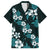 Hawaiian Hibiscus Tribal Floral Teal Family Matching Off Shoulder Maxi Dress and Hawaiian Shirt Polynesian Tapa Pattern - Polynesian Pride