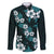 Hawaiian Hibiscus Tribal Floral Teal Family Matching Off Shoulder Maxi Dress and Hawaiian Shirt Polynesian Tapa Pattern - Polynesian Pride