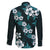 Hawaiian Hibiscus Tribal Floral Teal Family Matching Off Shoulder Maxi Dress and Hawaiian Shirt Polynesian Tapa Pattern - Polynesian Pride