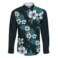 Hawaiian Hibiscus Tribal Floral Teal Family Matching Puletasi and Hawaiian Shirt Polynesian Tapa Pattern - Polynesian Pride
