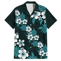 Hawaiian Hibiscus Tribal Floral Teal Family Matching Summer Maxi Dress and Hawaiian Shirt Polynesian Tapa Pattern - Polynesian Pride