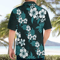 Hawaiian Hibiscus Tribal Floral Teal Hawaiian Shirt Polynesian Tapa Pattern - Polynesian Pride